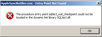 AppleSyncNotifier,exe Error message